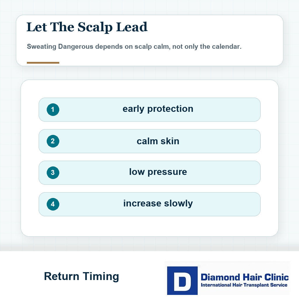 Return timing visual for sweating dangerous after hair transplant