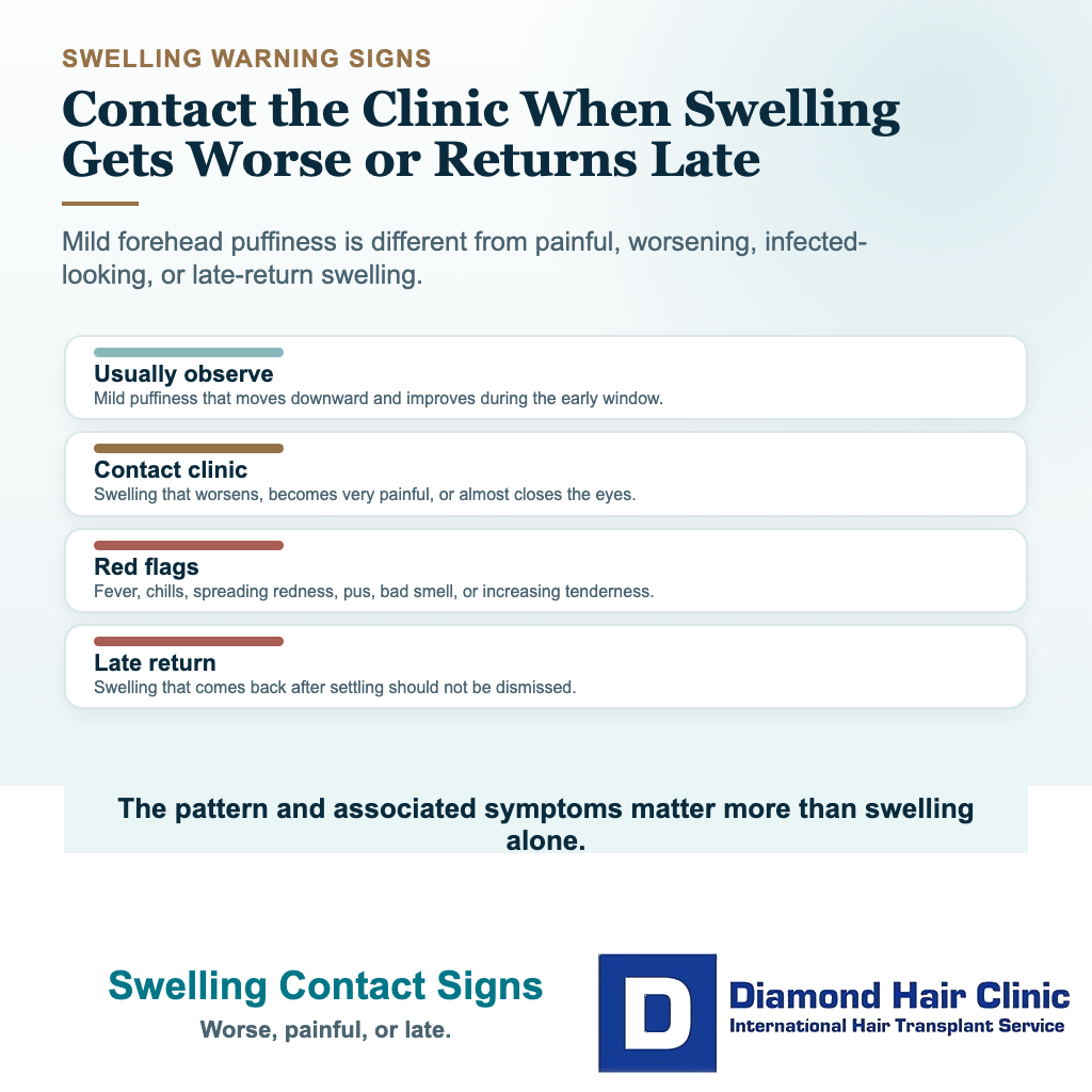 Is Swelling After a Hair Transplant Normal? visual explaining swelling contact signs