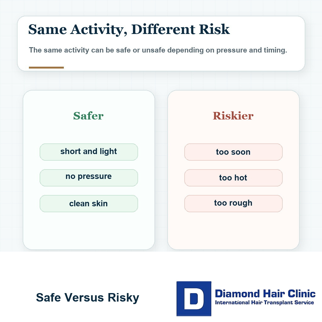Safe versus risky recovery visual for swelling normal after hair transplant