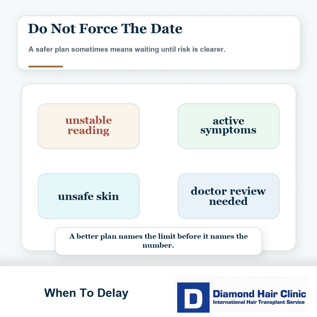 Delay surgery visual for i have a hair transplant with thyroid problems when medical risk is not controlled