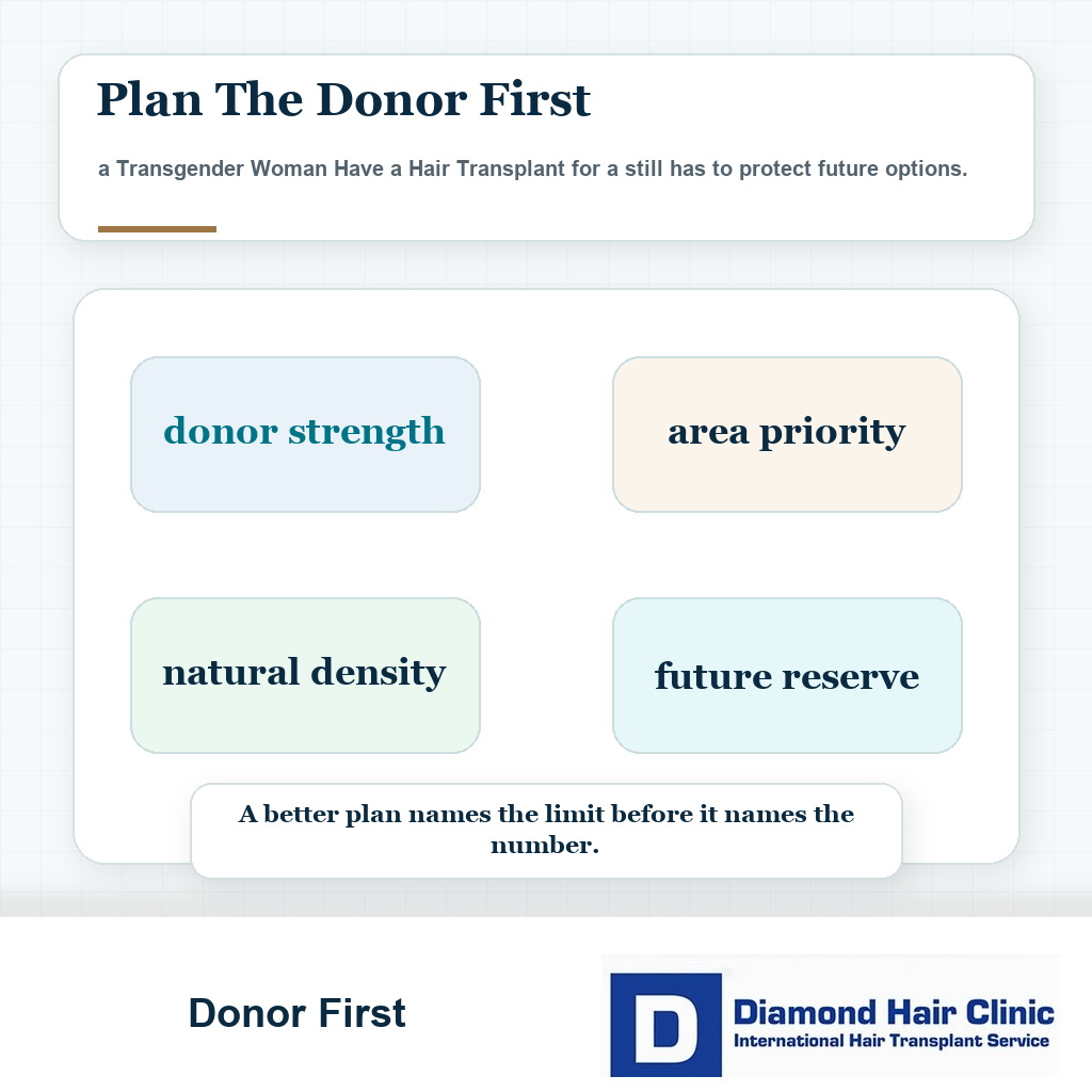 Donor first planning card for a transgender woman have a hair transplant for a