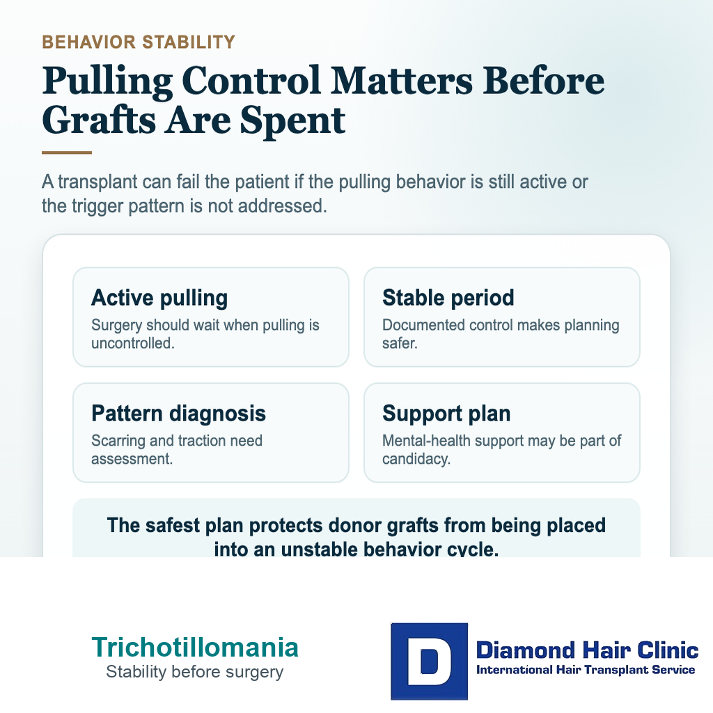 Can I Have a Hair Transplant if I Pull My Hair? visual explaining how should i think if i am a woman with hair pulling?