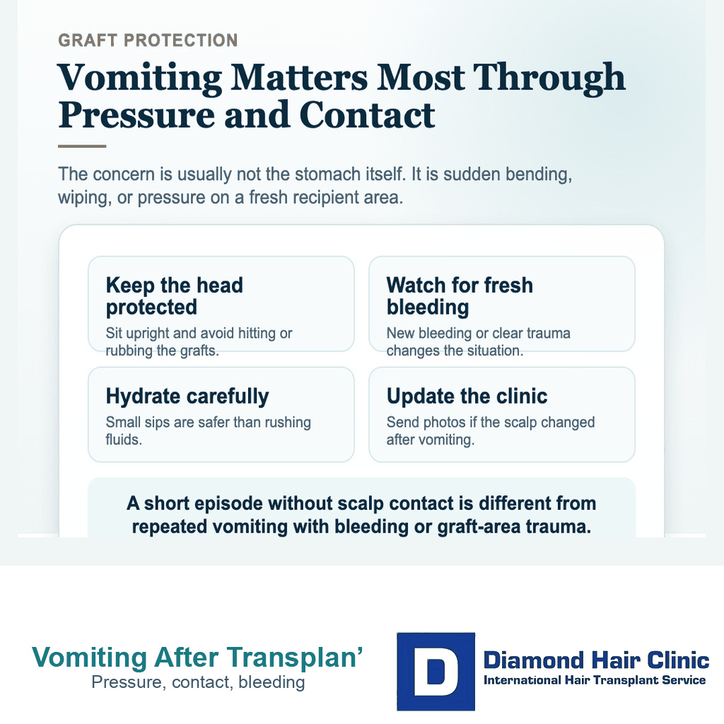 Can Vomiting After a Hair Transplant Damage Grafts? visual explaining how should i protect the scalp if i feel i may vomit again?