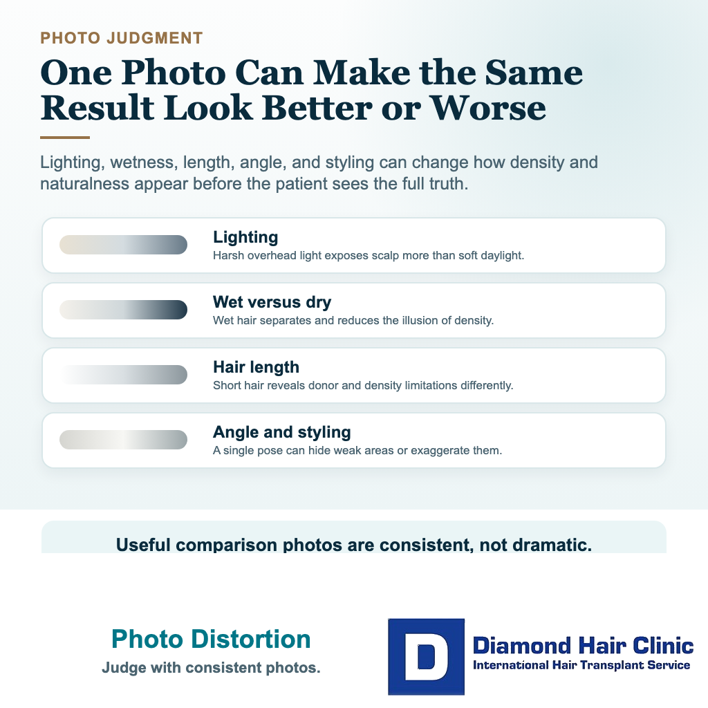 What makes a good hair transplant result visual explaining photo distortion