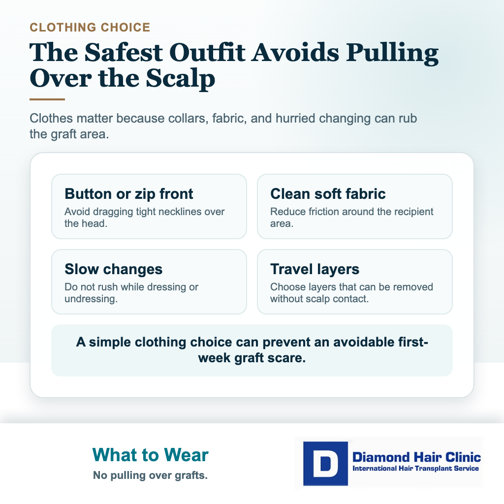 What Should I Wear After a Hair Transplant? visual explaining what warning signs matter after clothing rubs the scalp?