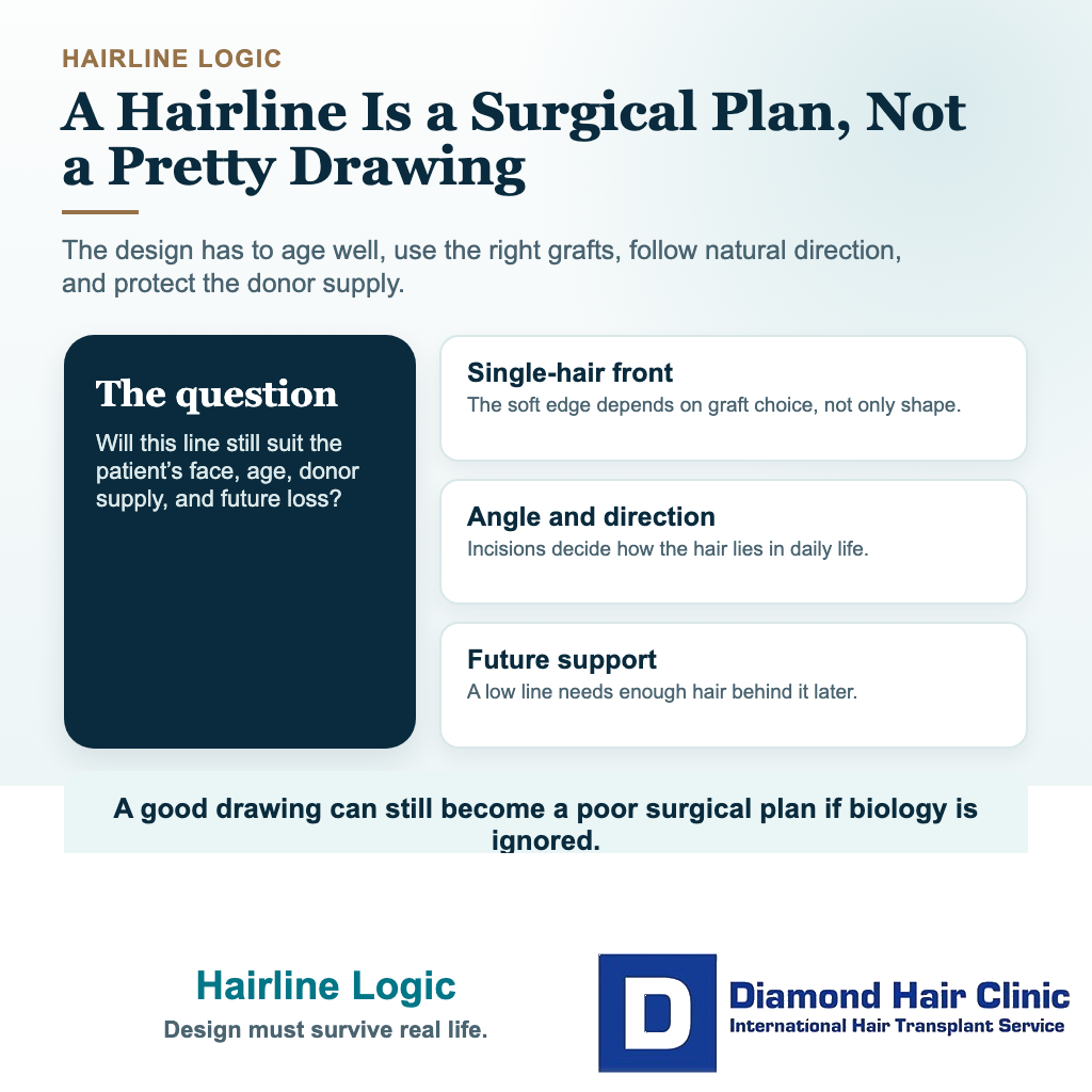 Visual explaining why hairline design needs age donor capacity direction and future hair loss planning