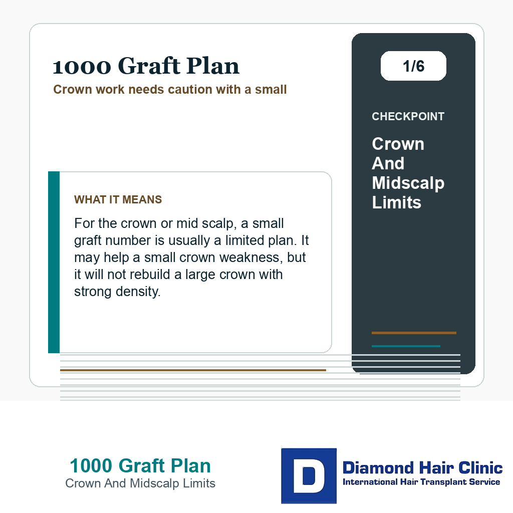1000 Graft Plan carousel slide about crown and midscalp limits