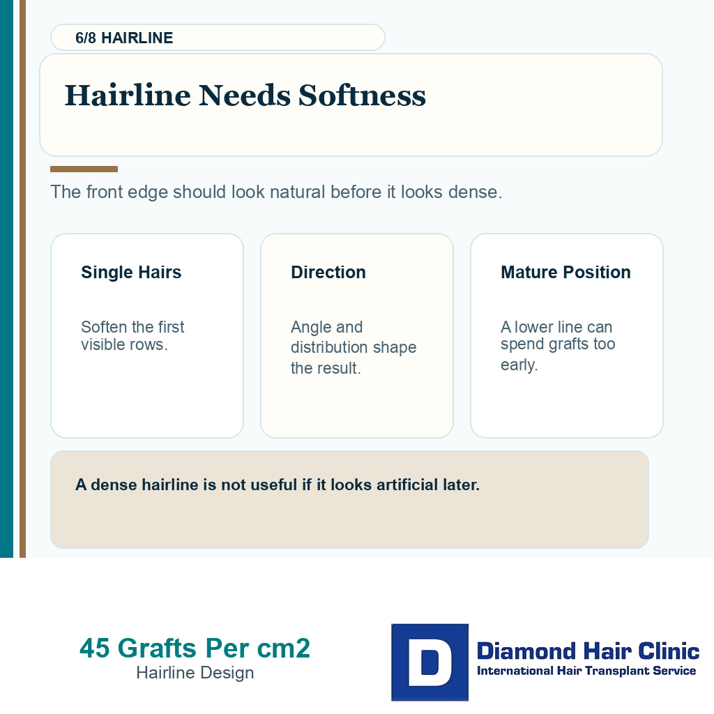 45 grafts per cm2 carousel slide 6 explaining hairline needs softness
