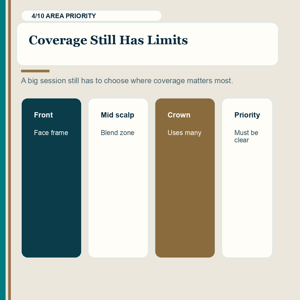Large hair transplant session donor safety slide 4 explaining coverage still has limits