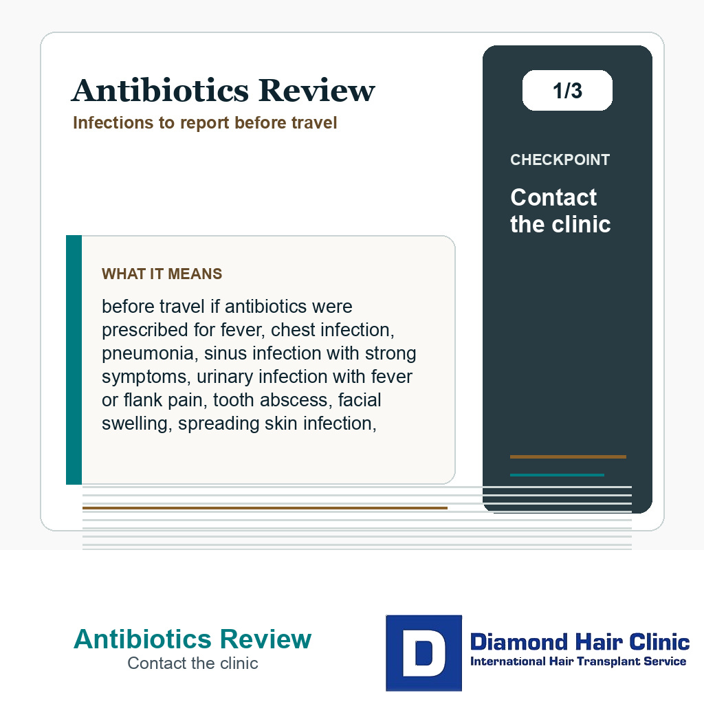 Antibiotics Review carousel slide about contact the clinic