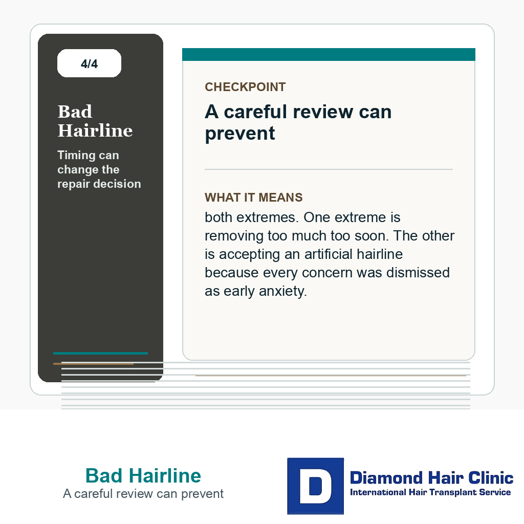 Bad Hairline carousel slide about a careful review can prevent