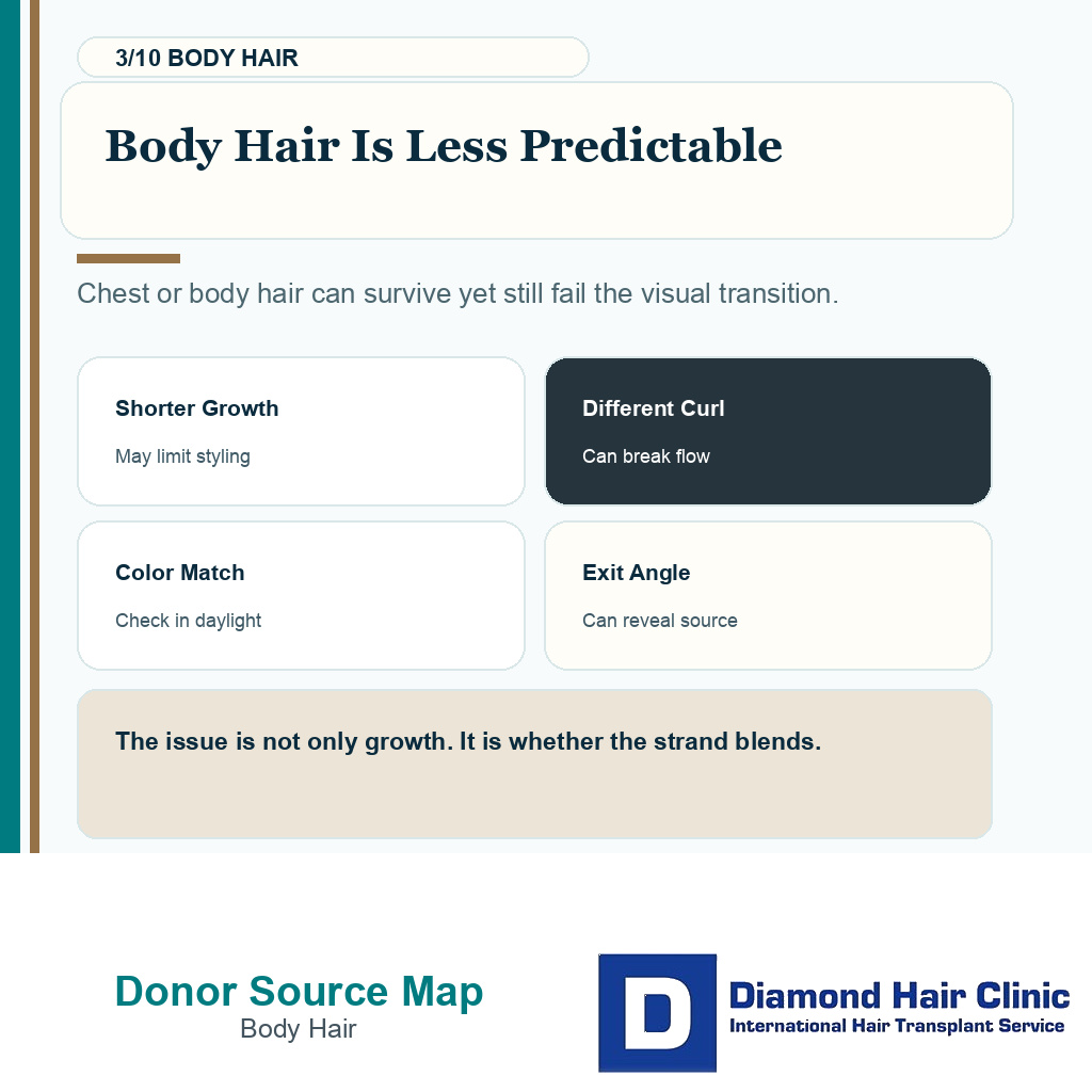 Beard and body hair hairline carousel slide 3 explaining body hair is less predictable