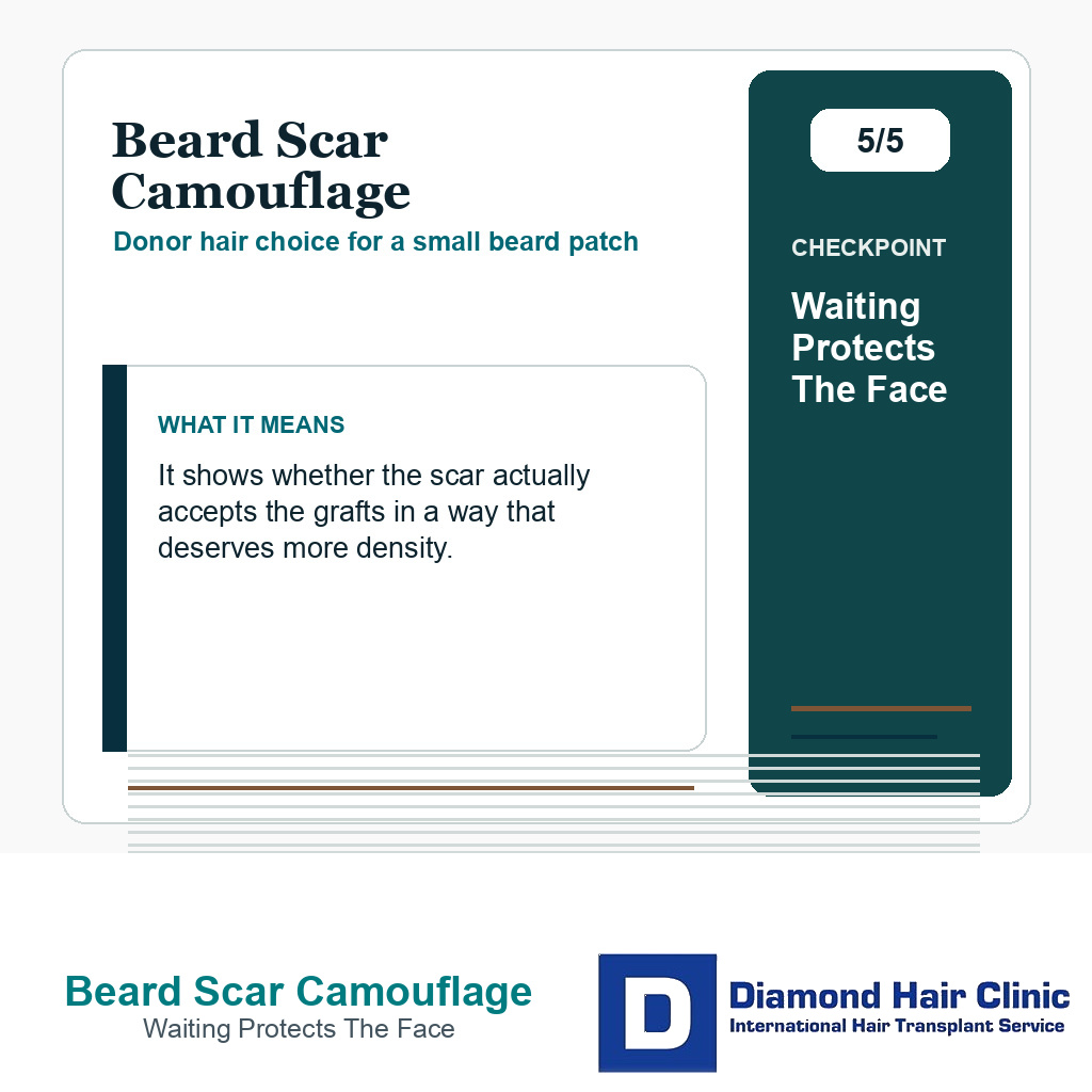 Beard Scar Camouflage carousel slide about waiting protects the face