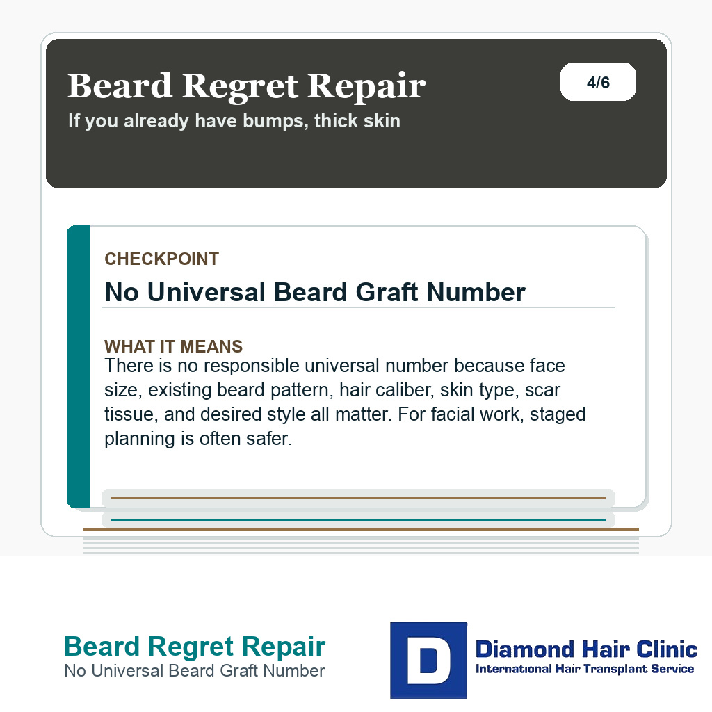 Beard Regret Repair carousel slide about no universal beard graft number