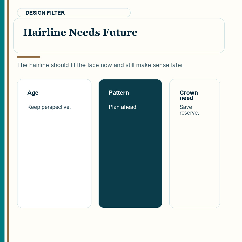 Slide explaining why hairline design should still make sense as hair loss changes