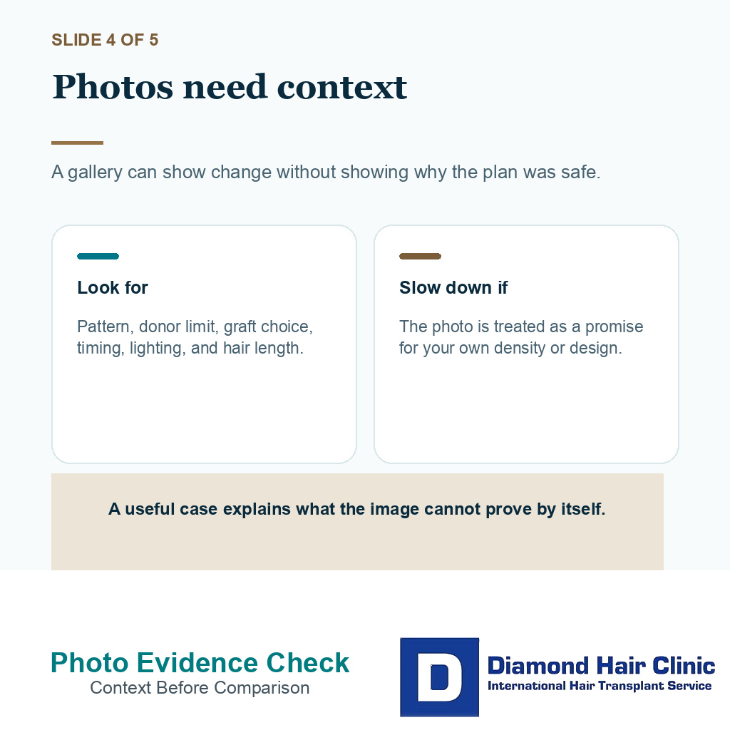 Clinic claim check slide 4 about judging before and after photos