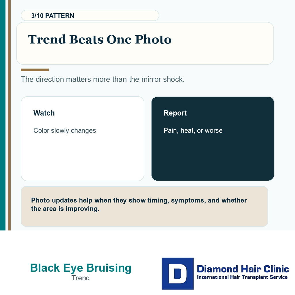 Black eye bruising carousel slide 3 explaining trend beats one photo