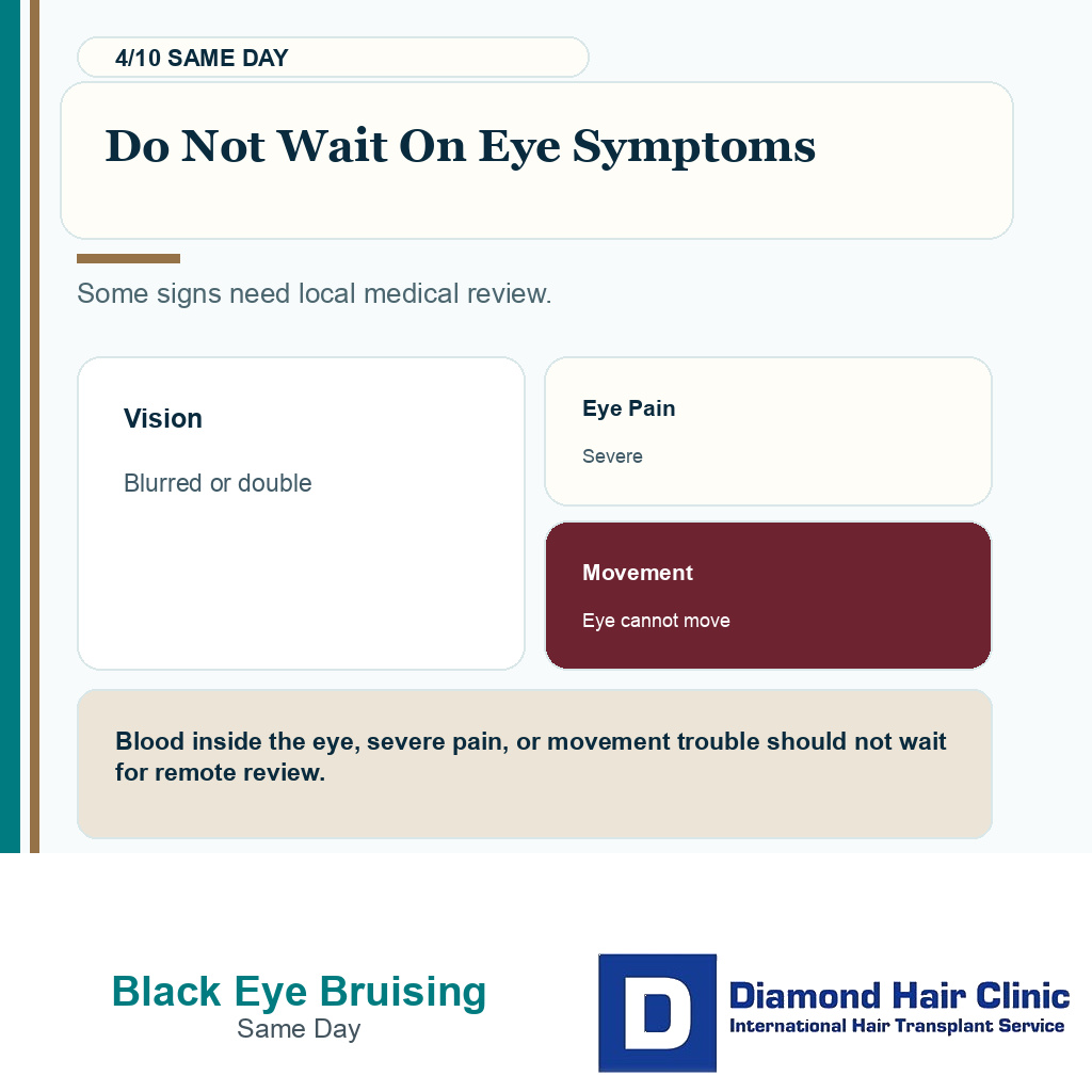 Black eye bruising carousel slide 4 explaining eye symptoms need review