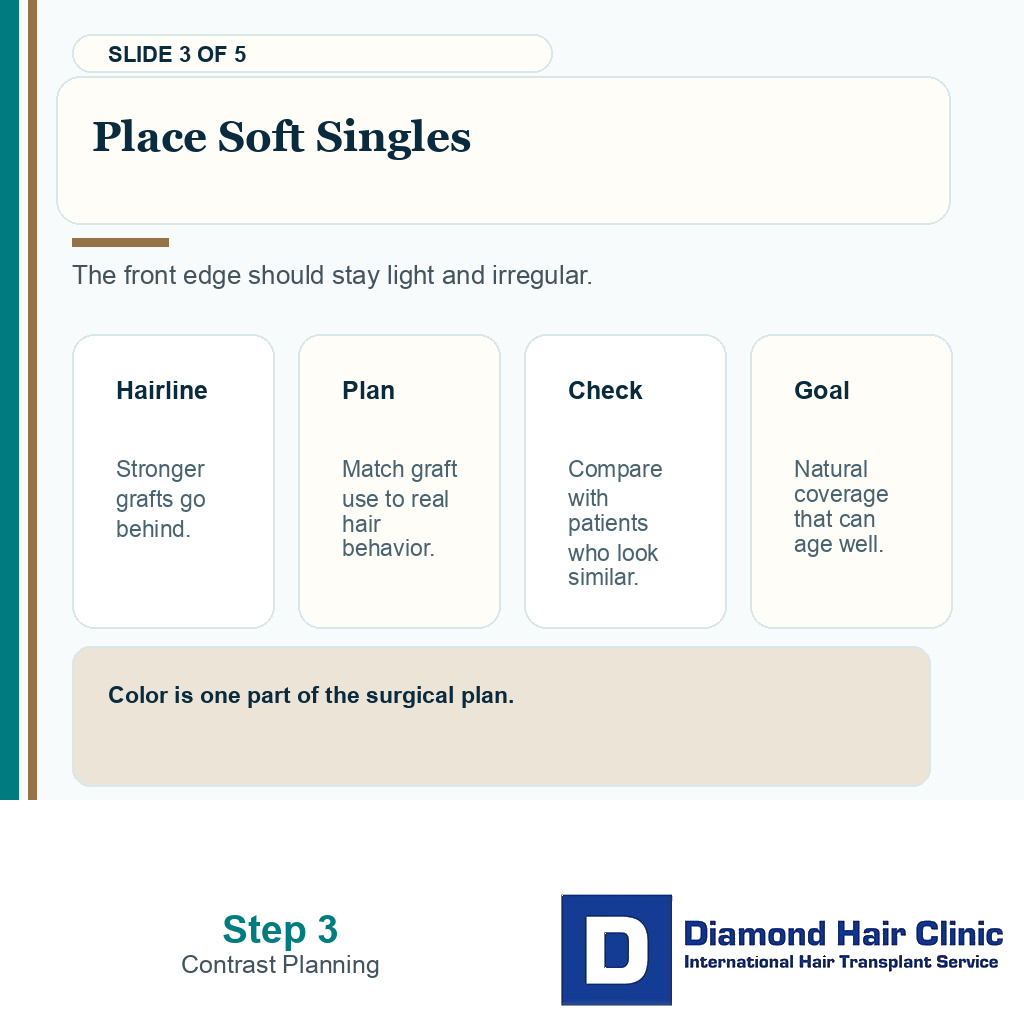 Single hair grafts create a softer blonde or red hair transplant hairline
