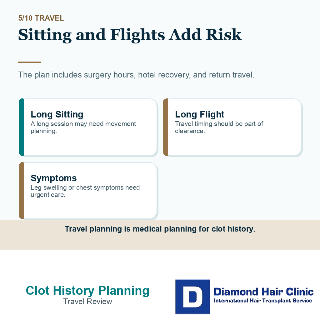 Blood clot history carousel slide 5 explaining sitting and flights add risk
