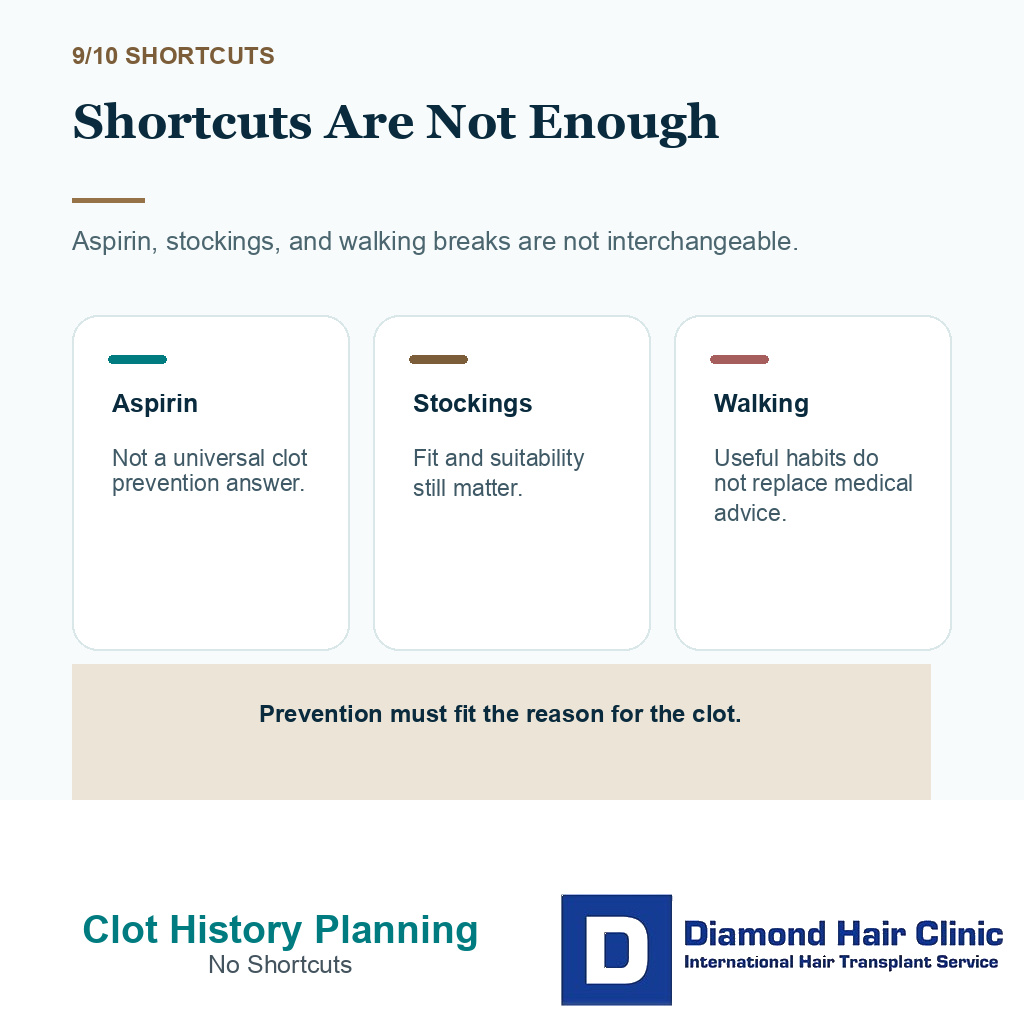 Blood clot history carousel slide 9 explaining shortcuts are not enough