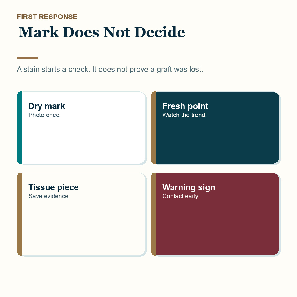 Blood on pillow after hair transplant slide 1 explaining mark does not decide