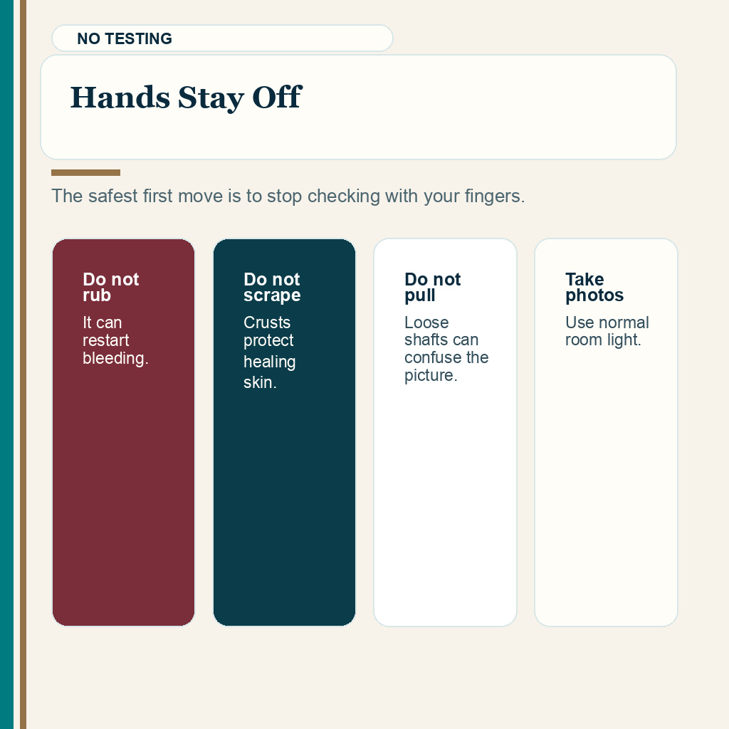 Blood on pillow after hair transplant slide 2 explaining hands stay off