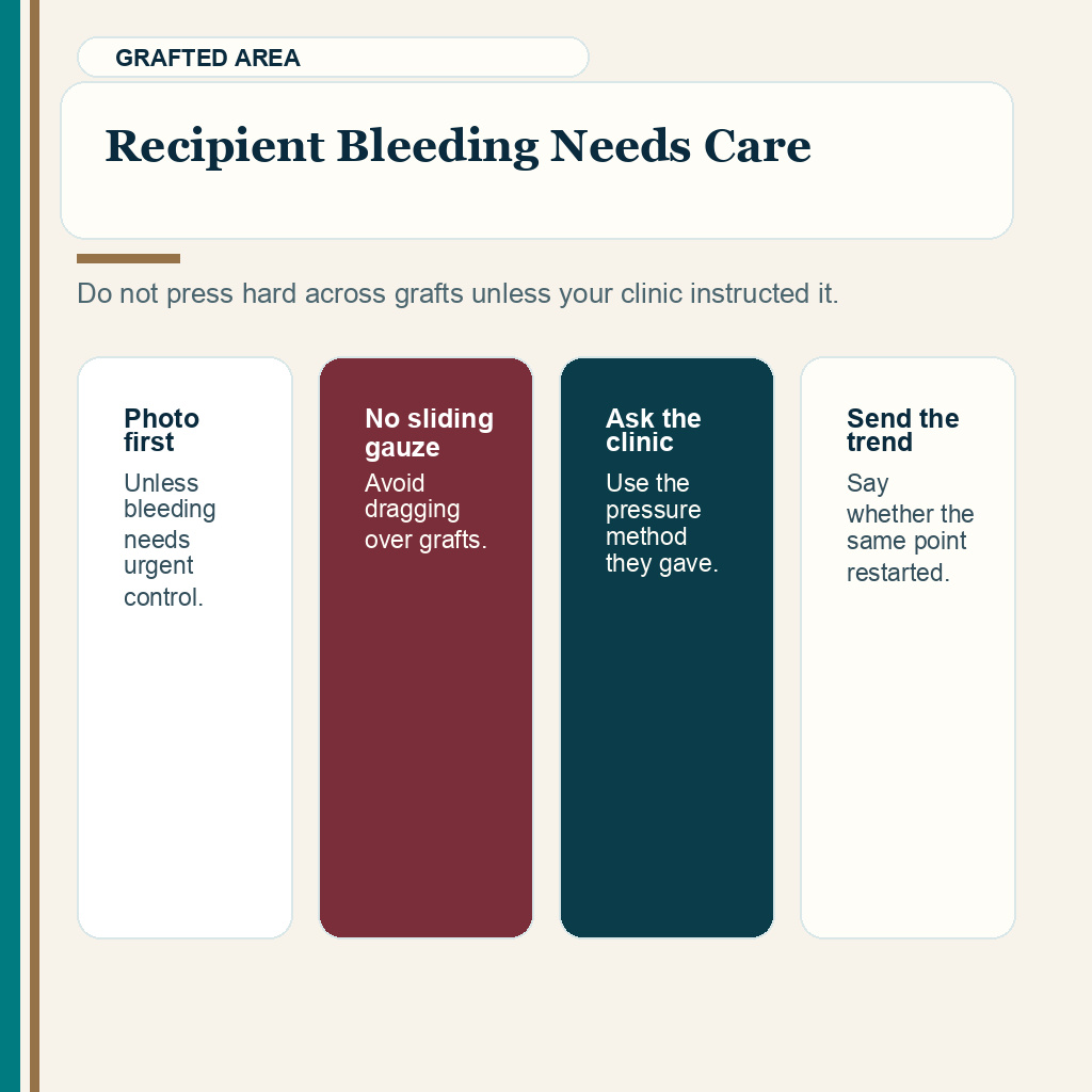 Blood on pillow after hair transplant slide 6 explaining recipient bleeding needs care