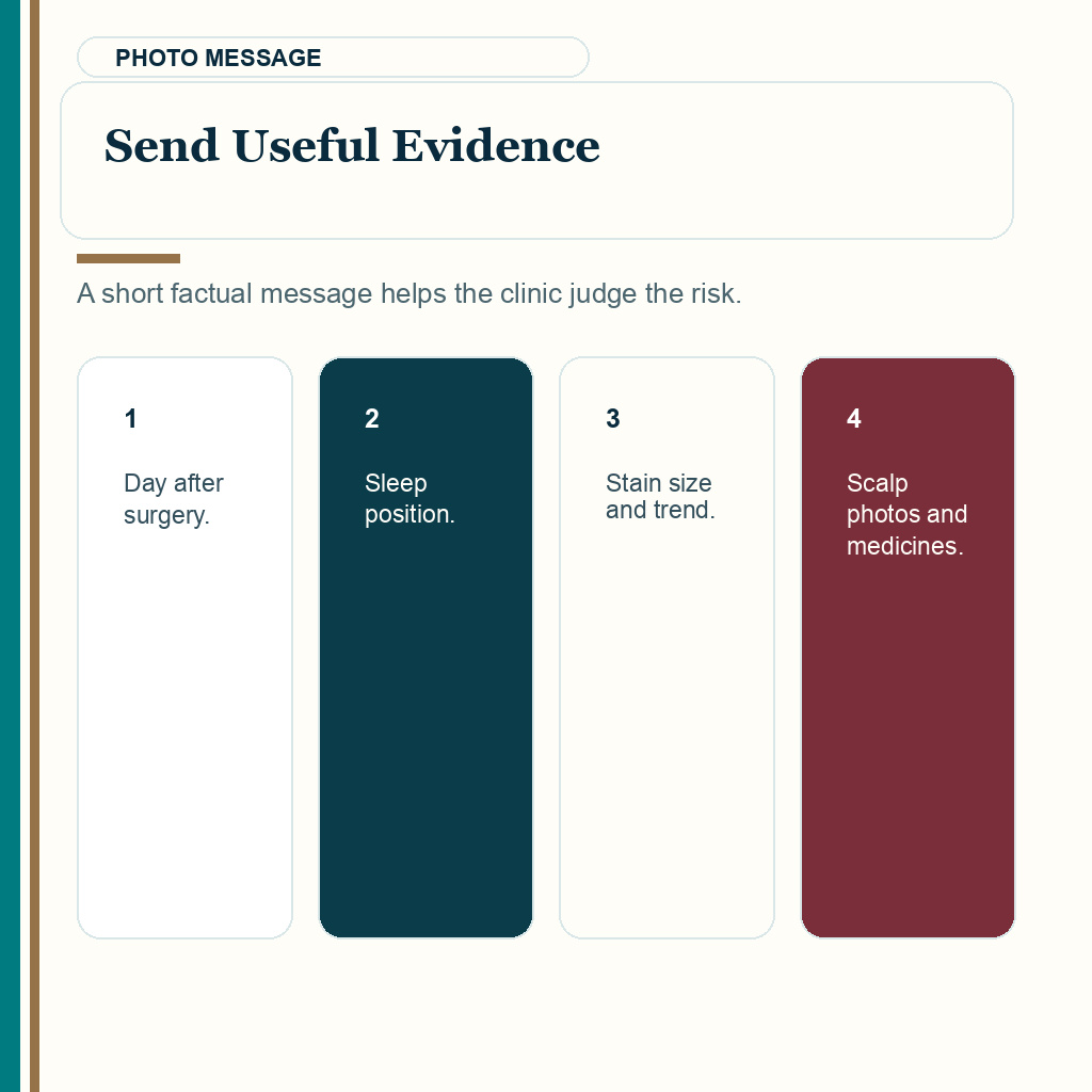 Blood on pillow after hair transplant slide 9 explaining send useful evidence
