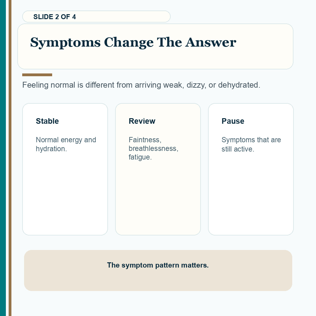 Diamond Hair Clinic support carousel slide 2 of 4 showing symptoms change the answer after donation