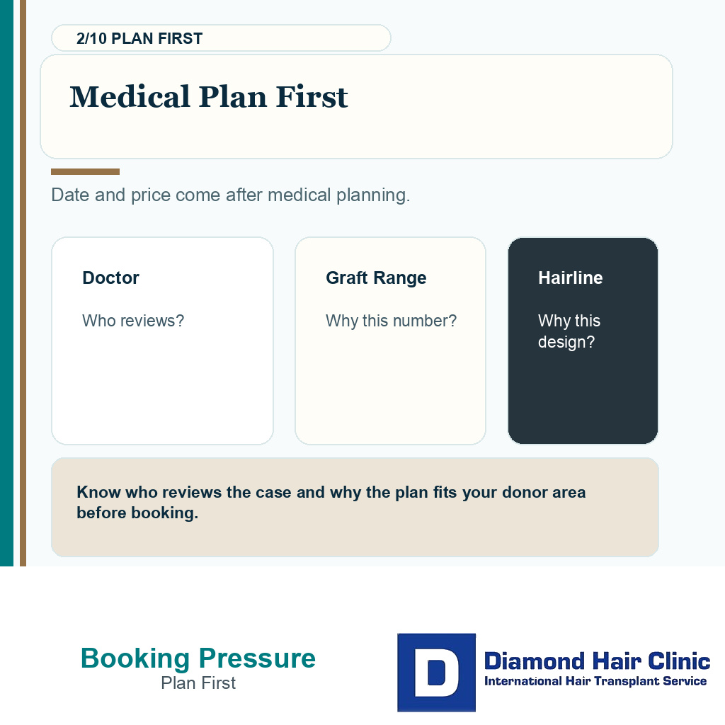 Booking pressure carousel slide 2 explaining medical plan before date and price