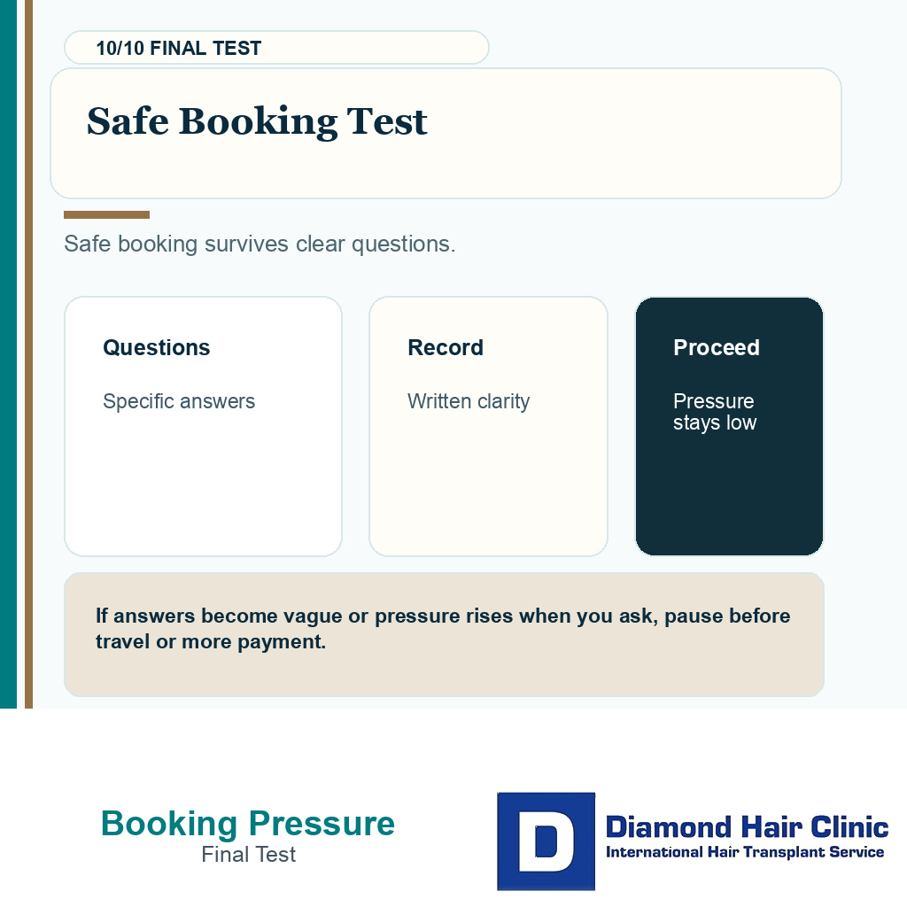 Booking pressure carousel slide 10 explaining safe booking test