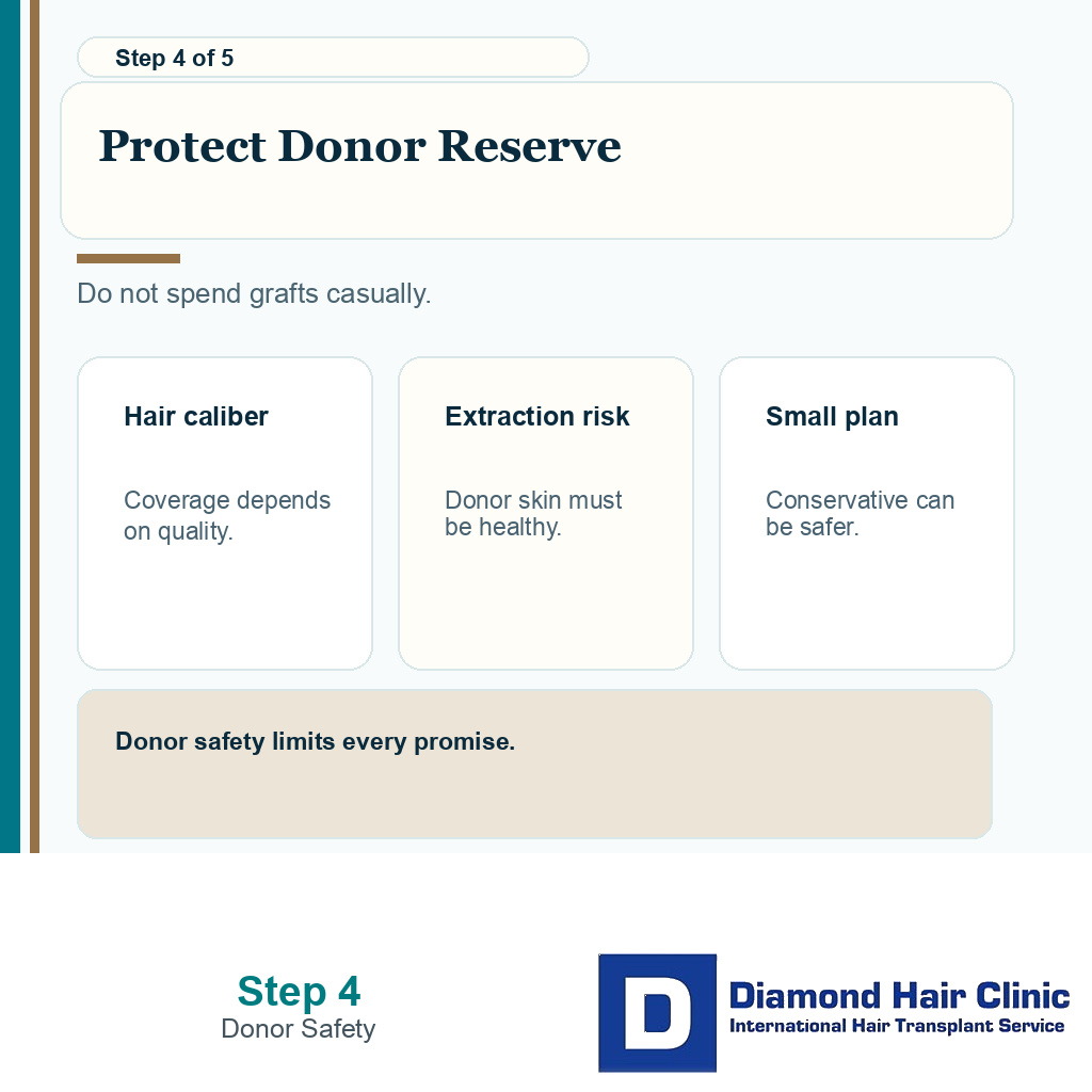 Carousel slide showing donor reserve protection before CCCA hair transplant