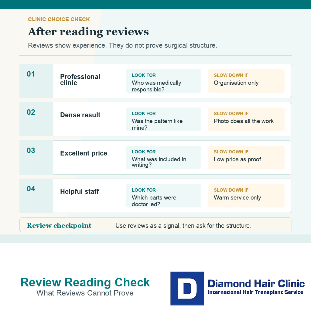 Support card listing questions to ask after reading hair transplant Turkey reviews.