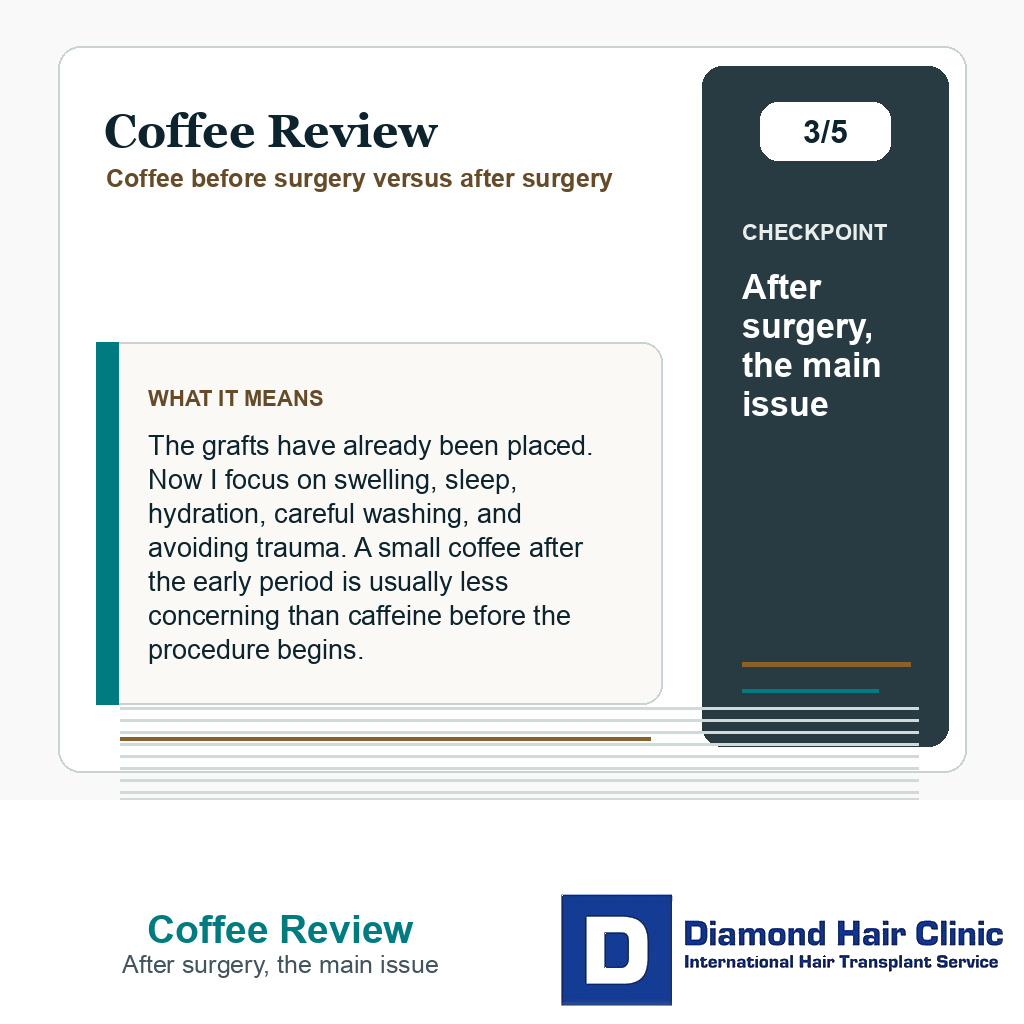 Coffee Review carousel slide about after surgery, the main issue