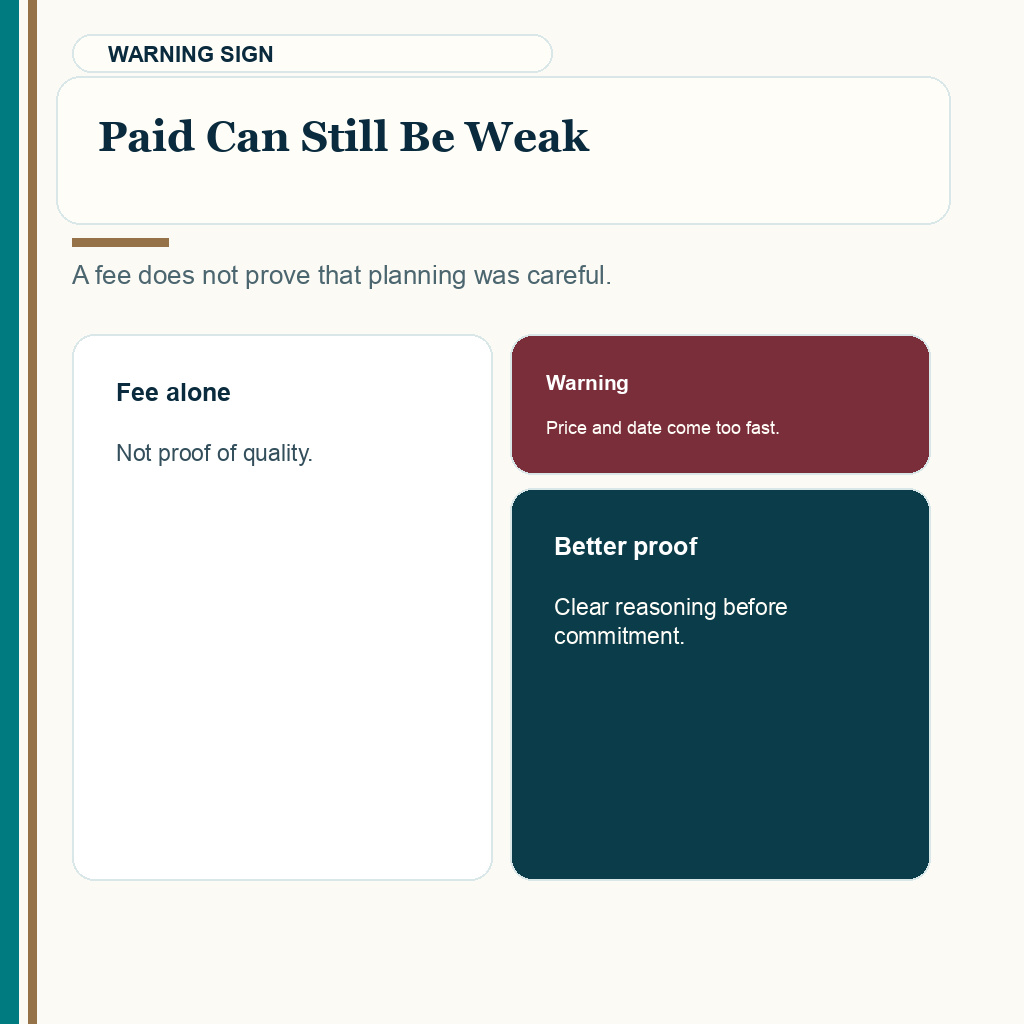 Consultation fee slide 8 explaining why paid consultations can still be weak