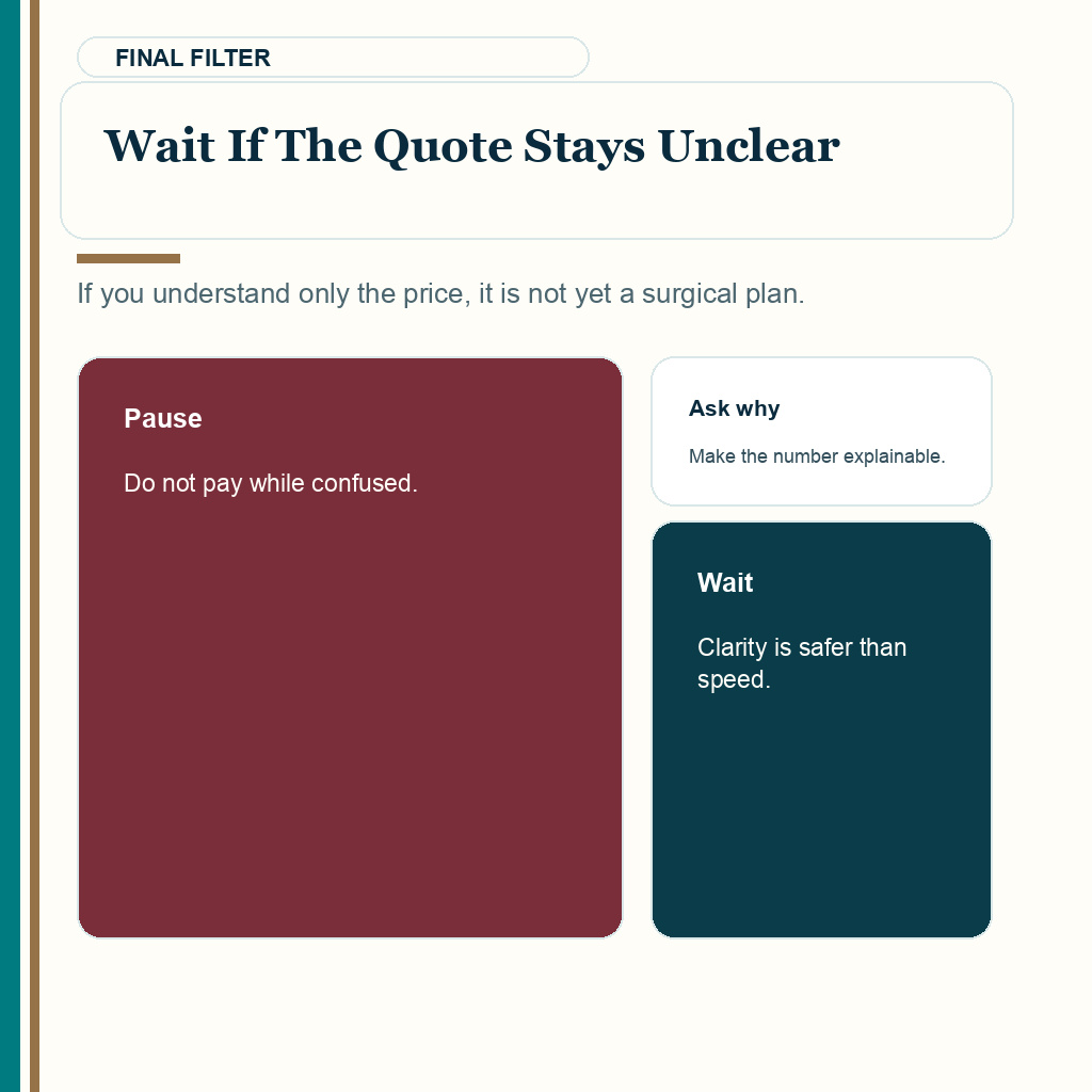 Consultation fee slide 10 advising patients to wait if the quote stays unclear
