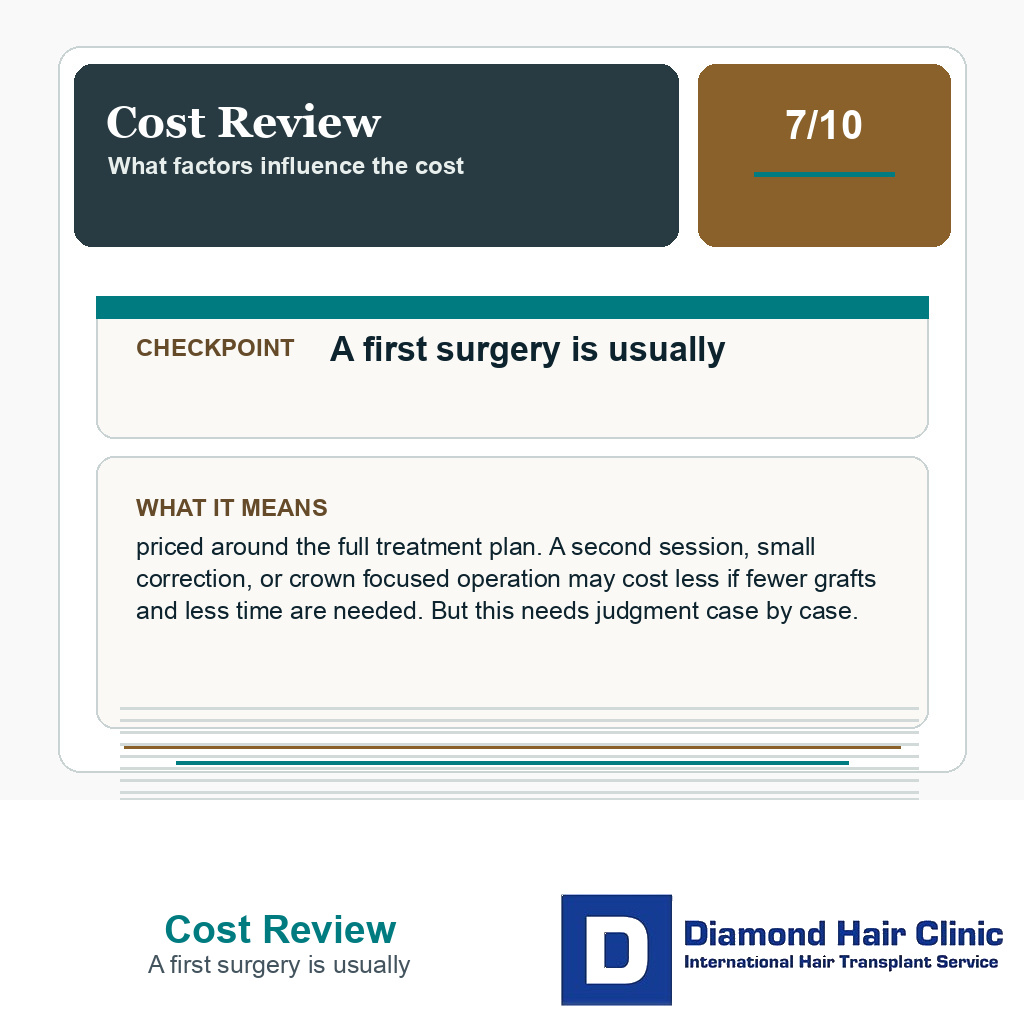 Cost Review carousel slide about a first surgery is usually