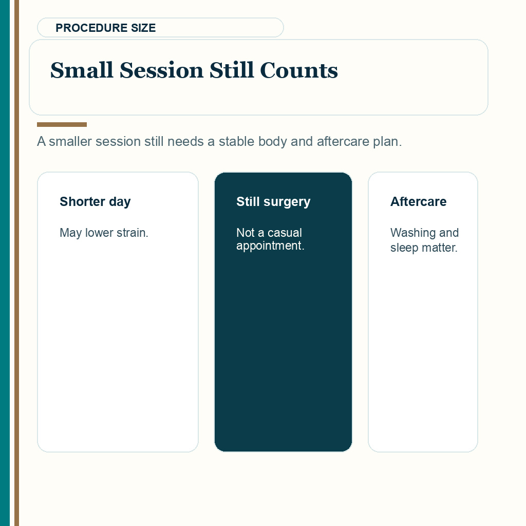 This COVID timing slide explains small session still counts before hair transplant travel.