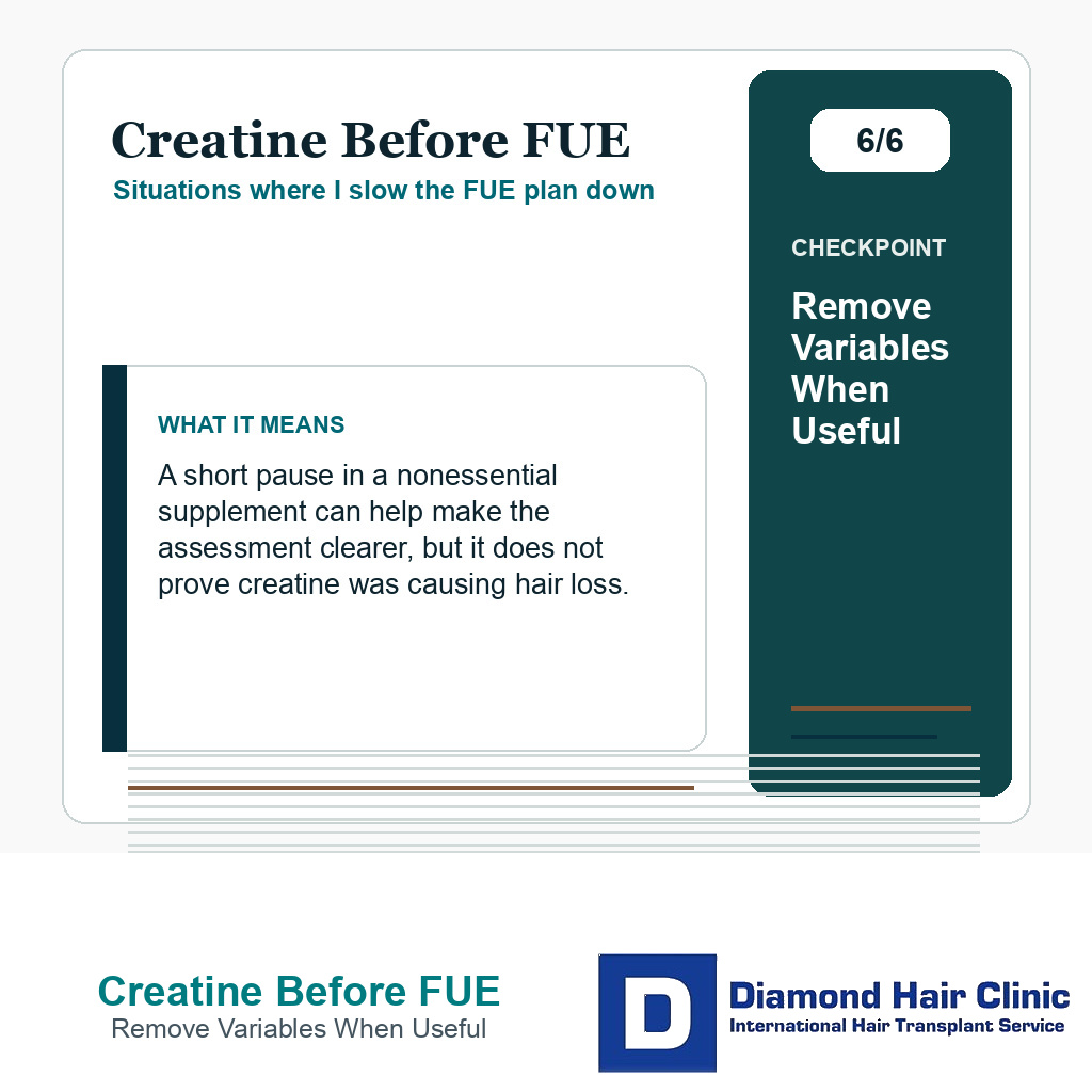 Creatine Before FUE carousel slide about remove variables when useful