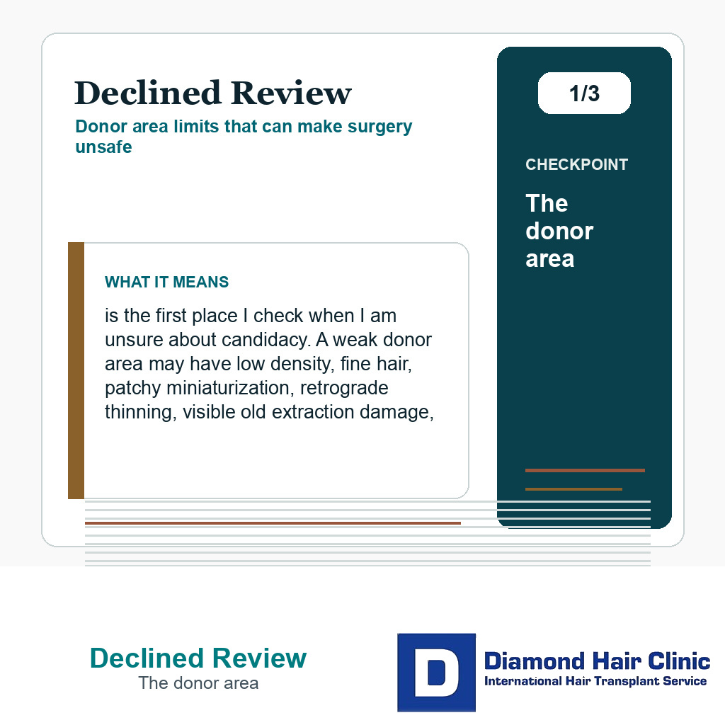 Declined Review carousel slide about the donor area