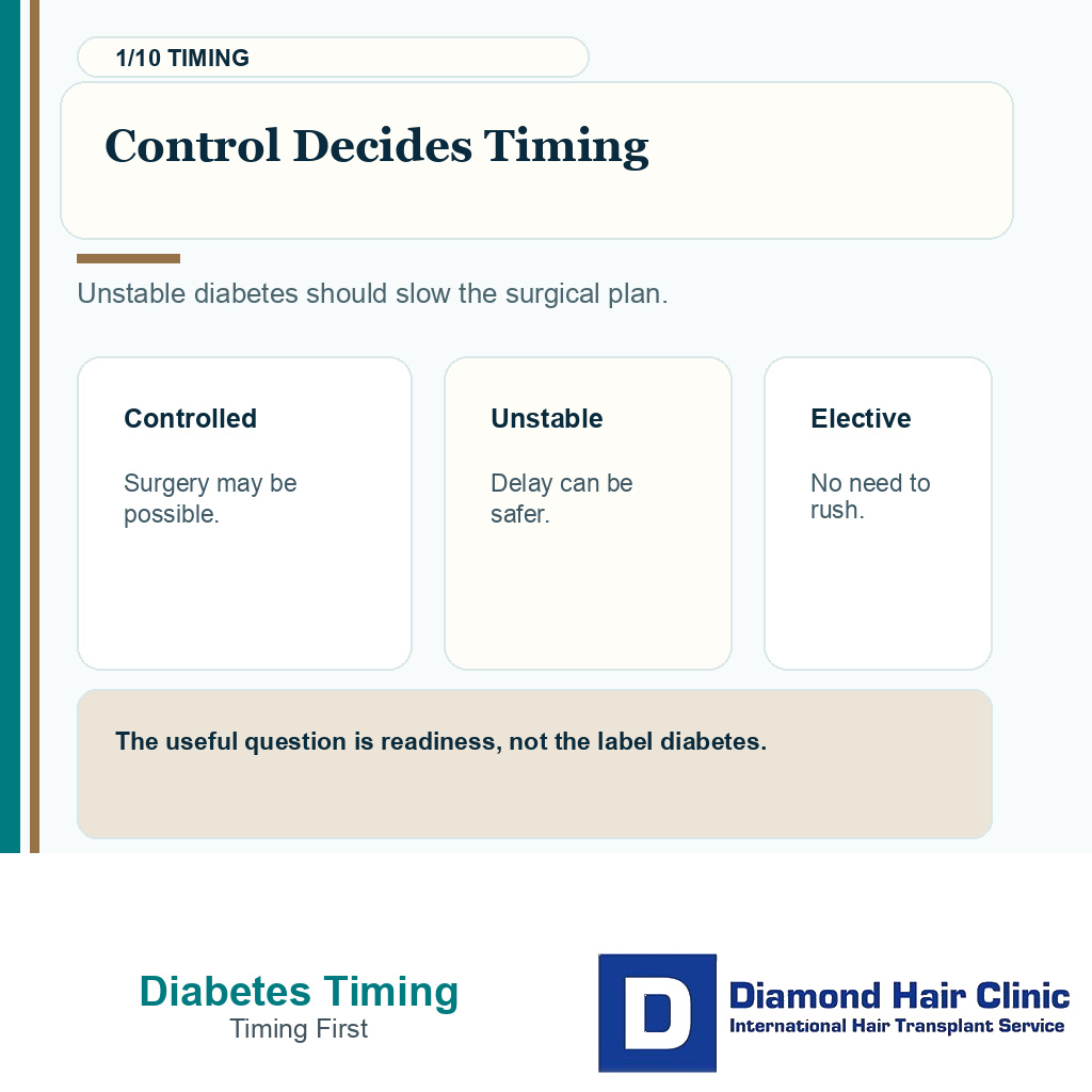 Diabetes control carousel slide 1 explaining control decides timing