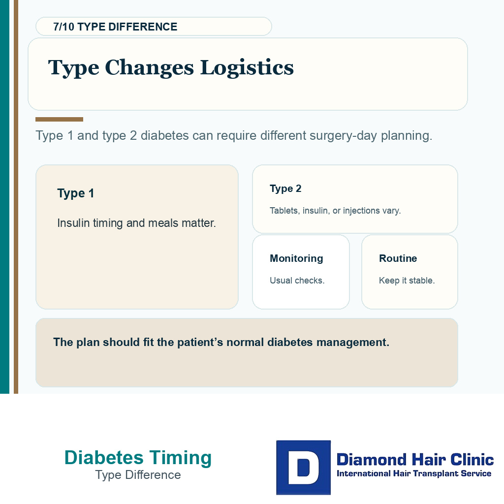 Diabetes control carousel slide 7 explaining type changes logistics