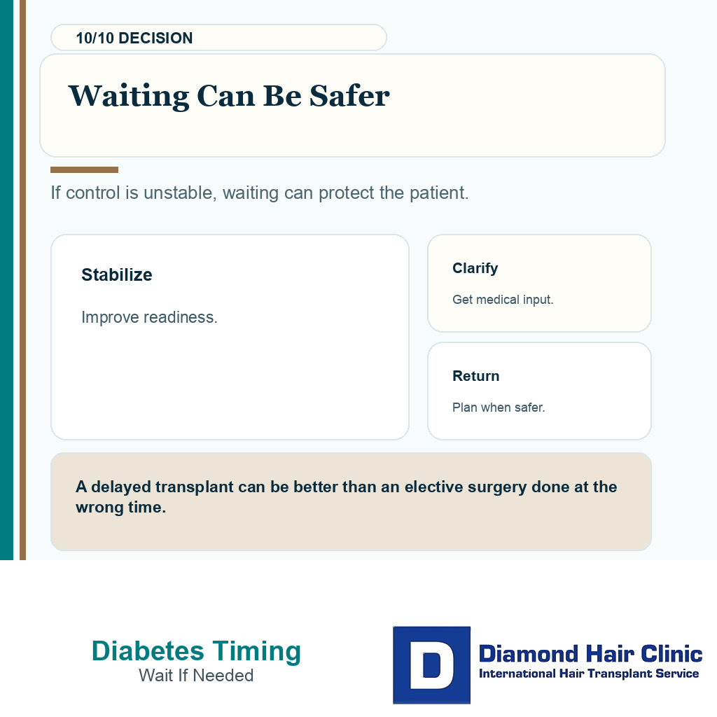 Diabetes control carousel slide 10 explaining waiting can be the safer plan