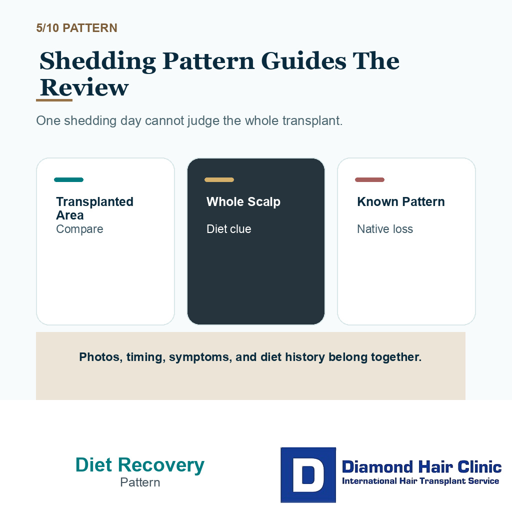 Dieting recovery carousel slide 5 explaining shedding pattern review