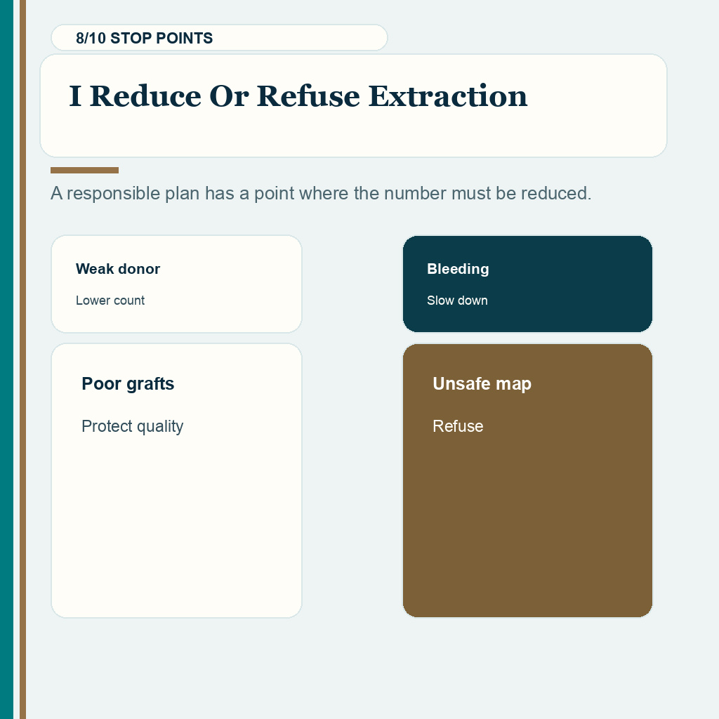 Donor area overharvesting safety slide 8 explaining i reduce or refuse extraction