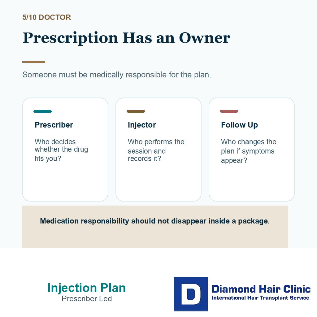 Dutasteride injections carousel slide 5 explaining prescription responsibility