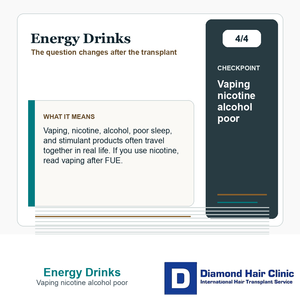 Energy Drinks carousel slide about vaping nicotine alcohol poor