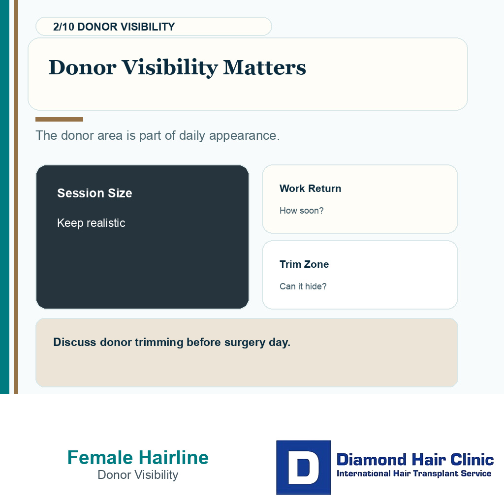 Female hairline carousel slide 2 explaining donor visibility matters