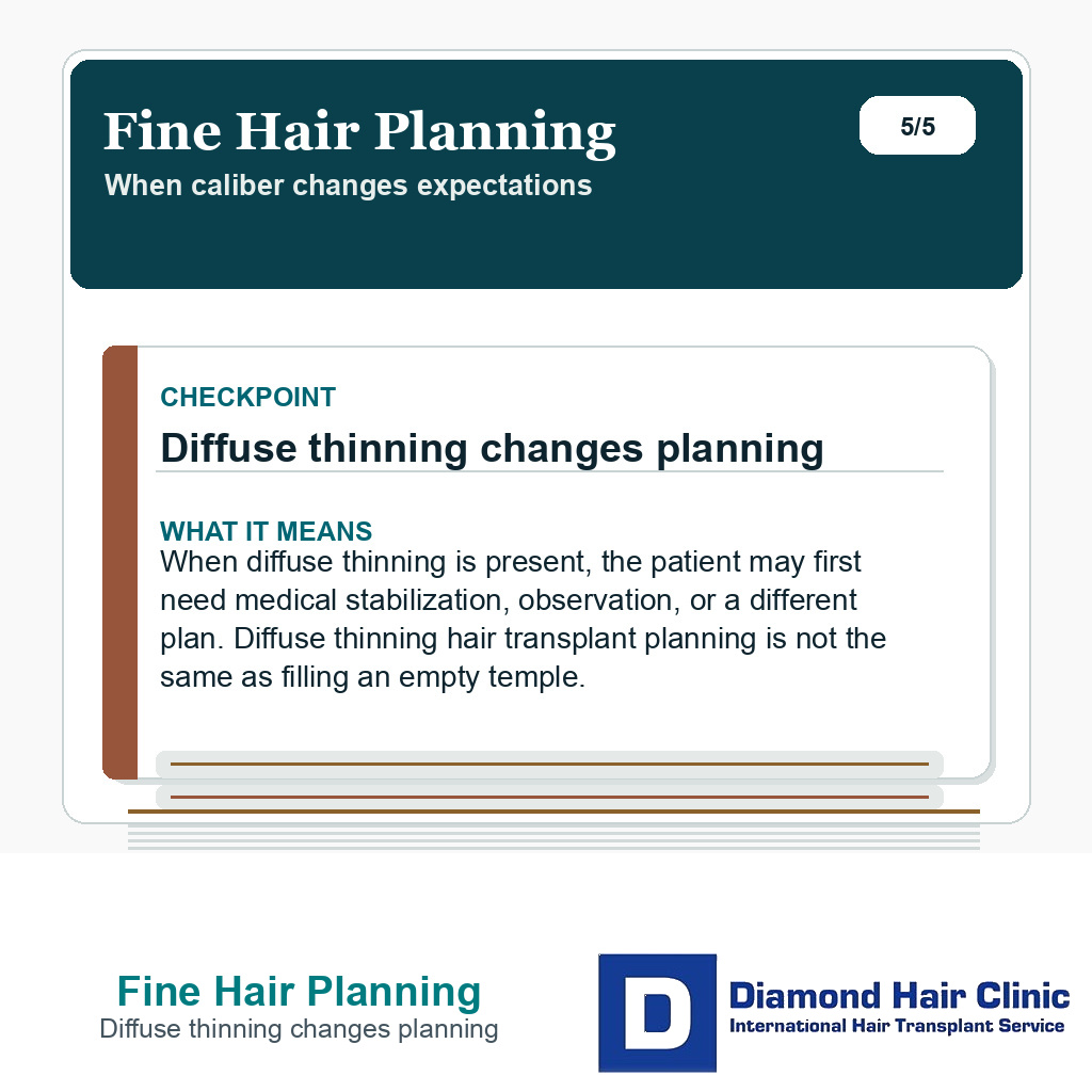 Fine Hair Planning carousel slide about diffuse thinning changes planning